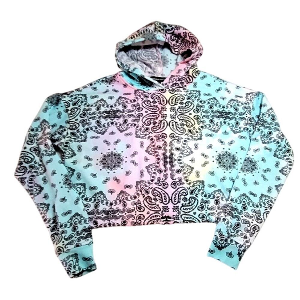 Streetwear Society Cropped Sweatshirt S Hoodie Paisley Tie Dye Boho Cozy Casual